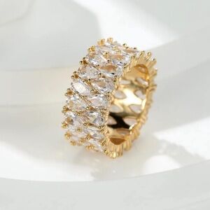 Golden Crystal Marquise Ring